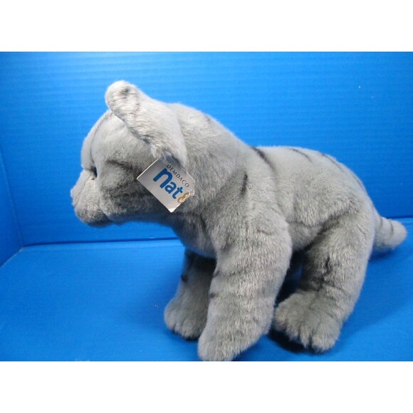 Demdaco Nat Jules Gray Tabby Cat Large Stuffed Animal Plush 13" Realisitic - Picture 4 of 10